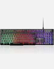 Rii RK100+ Black Gaming Keyboard,USB Wired Mu...