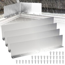 4PCS Rain Gutter Valley Splash Guards Roof Rain Diverter Corner Protector Silver