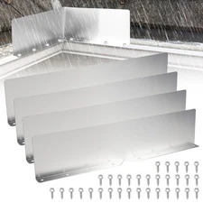 4PCS Rain Gutter Valley Splash Guards Roof Rain Diverter Corner Protector Silver