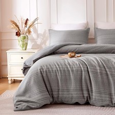 Striped Duvet Cover Set Queen Size, 3 Pieces Boho Bedding Set for All Season 1