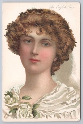 Edith Saloman Eine englische Rose Jugendstil Portrait Tuck Postkarte Serie 1392