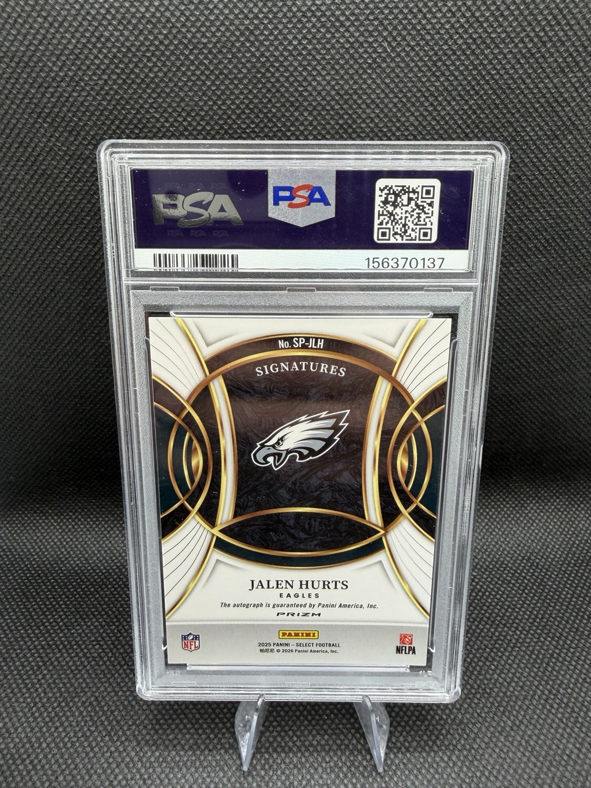 2025 Select Jalen Hurts Silver Prizm PSA 9 Auto 10 view 2