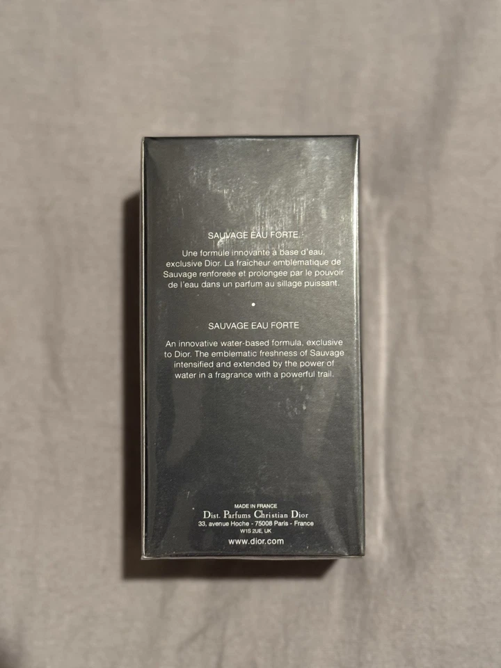 Dior Sauvage Eau Forte 3,4 унц на водной основе, без спирта, свежая - НОВАЯ ЗАПЕЧАТАННАЯ КОРОБКА - Изображение 2 из 4