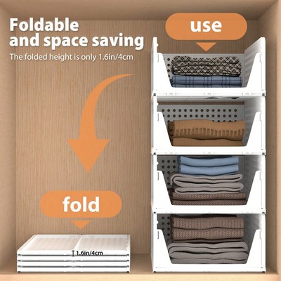 4x Pack Stapelbar Faltbar Kleiderschrank Schublade Organizer Box Schrank Aufbewahrung Faltbar