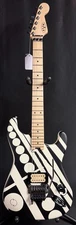 EVH Striped Series Circles Electric Guitar White and Black Finish w/ Gig Bag
