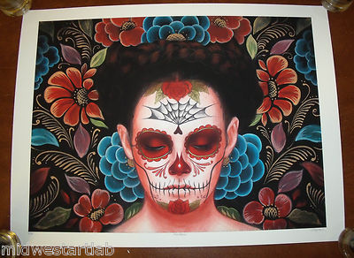 Sylvia Ji Flor Eterno Art Print S/# 50 Dia De Los Muertos Day of the Dead Poster