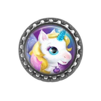STARLILY UNICORN Finished 3D Bottle Cap for Scrapbook | Bow Center