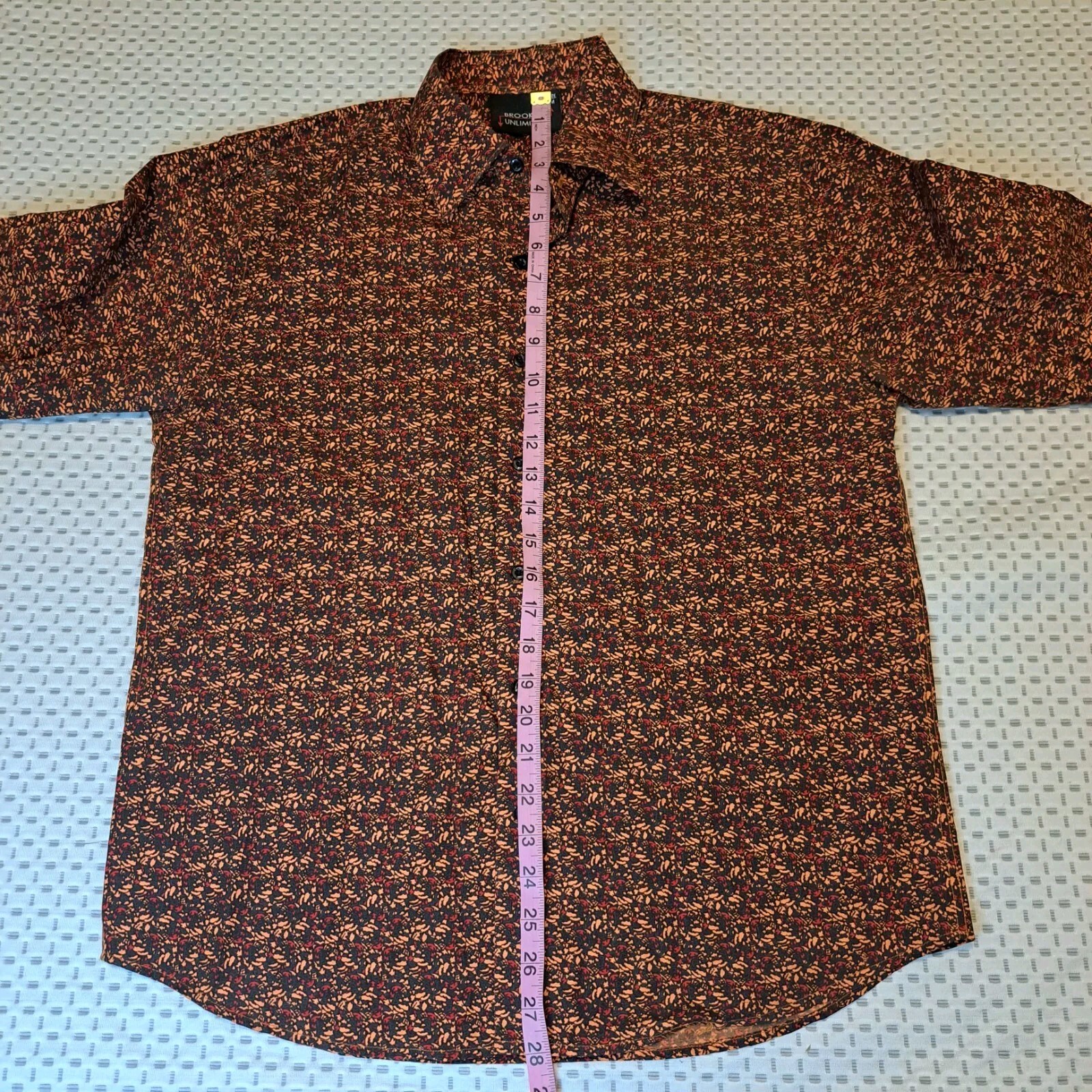 Orange Black Patterned Long Sleeved Button Down C… - image 8