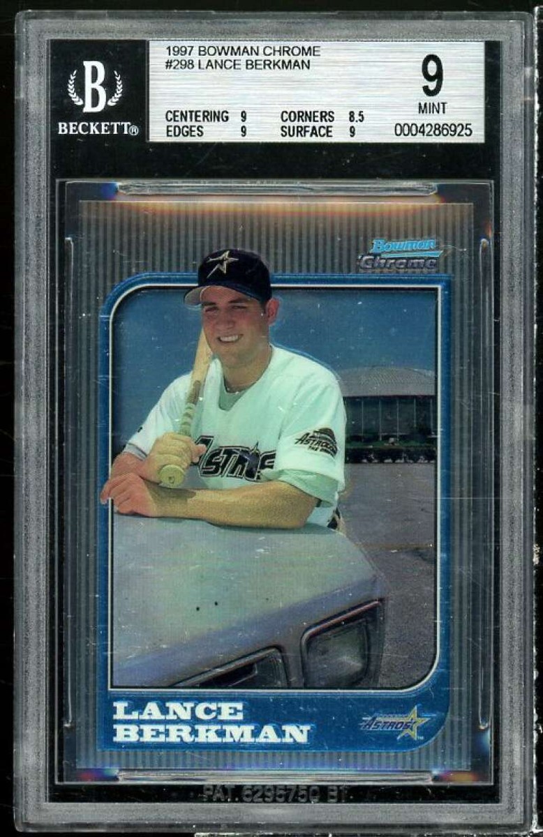 Lance Berkman Rookie Card 1997 Bowman Chrome #298 BGS 9 (9 8.5 9 9