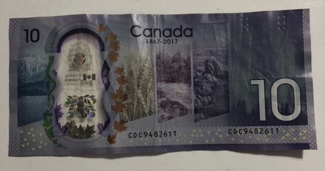 2017-1867 COMMEMORATIVE ISSUE" BANK OF CANADA $10 Dollar Bill CDC9482621 - Image 2 of 4