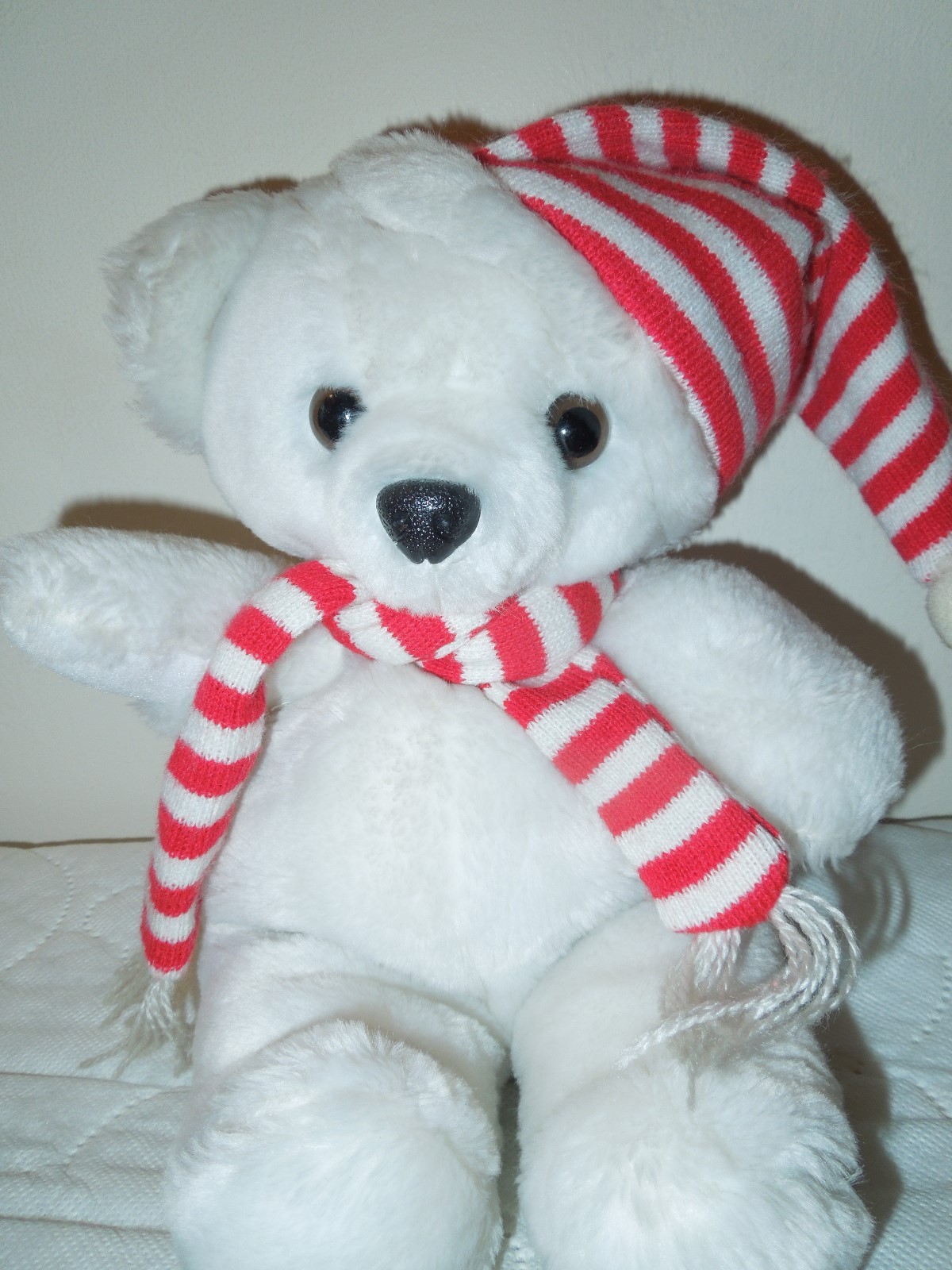 Stuffed plush animal bear toy with stocking hat and scarf boys girls 3
