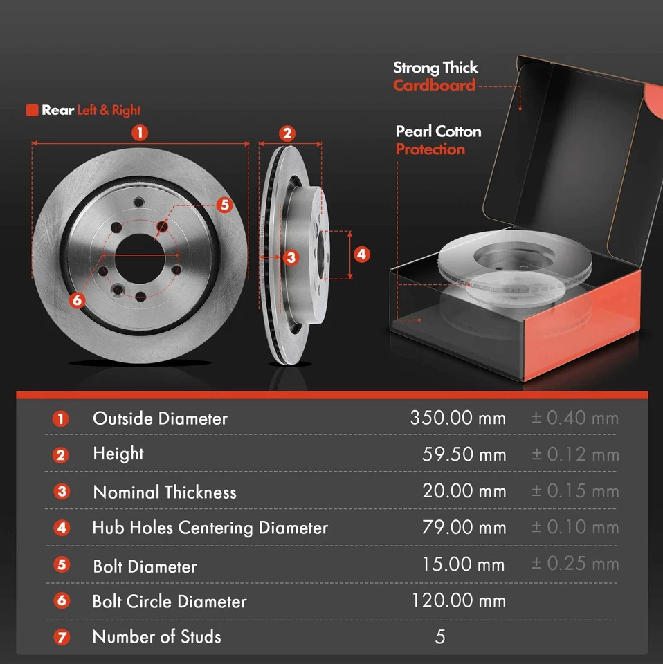 Rotores de freno traseros y pastillas de freno para Land Rover Range Rover Sport 06-13 LR3 LR4 Foto 2 de 4