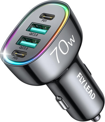 Car Charger USB C 70W 4-Port Cigarette Lighter Adapter [A Must for Family Travel