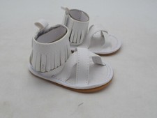 Baby Girls Sandals Rubber Sole Infant White with Fringe size 0-6 months
