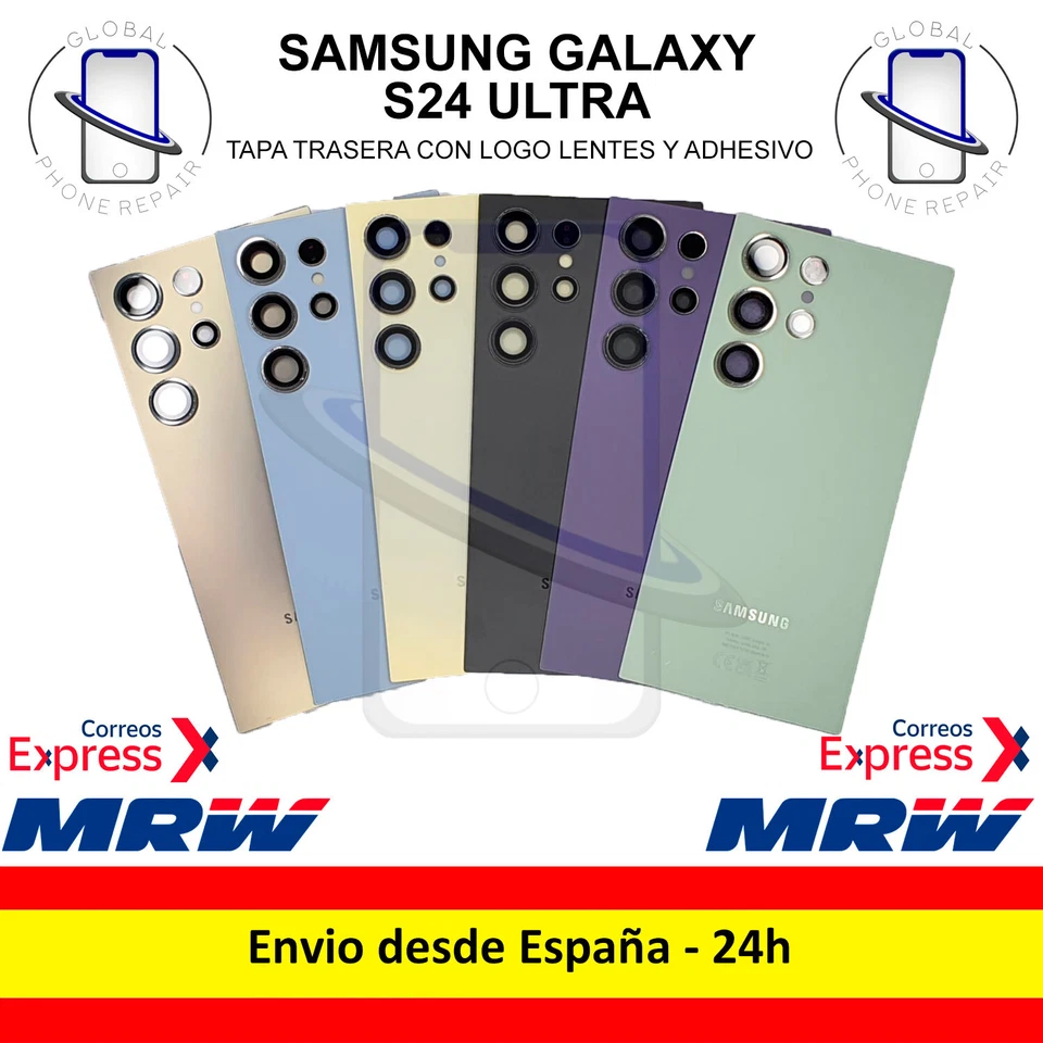 Tapa Trasera Cristal para Samsung Galaxy S24 Ultra con Logo Lentes y Adhesivo