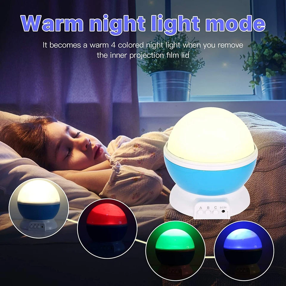 Lámpara Luz Nocturna Juguetes LED Para Niños Proyector Estrella De Luna Foto 3 de 4