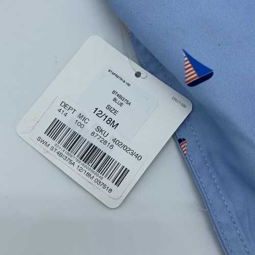 NUOVO ~ INIZIO 12-18 mesi pantaloncini da bagno tronchetti vela patriottica costume da bagno blu - Foto 4 di 6