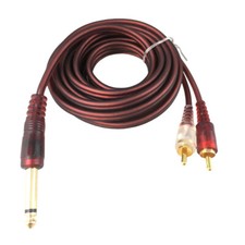 1/4" 6.35mm TRS Male Plug to 2 RCA Stereo Audio Connector Guitar Cable 1.5m 5ft