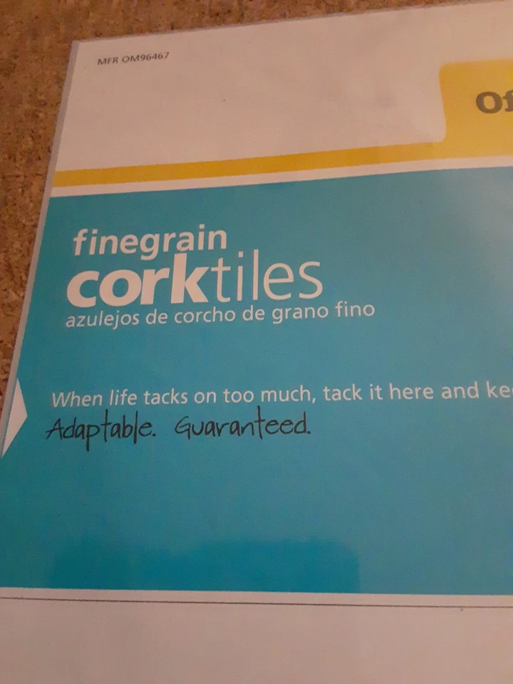 Cork Tiles Cork Board 12"x12" 1/4" Wall Bulletin Boards Set of 4 Office Max  - Image 3 of 4