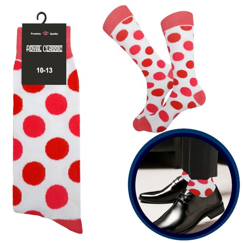 1 OR 4 Pairs Cotton Dress Socks FIRST QUALITY 10-13 Multicolor Big Polka Dot - Picture 11 of 16
