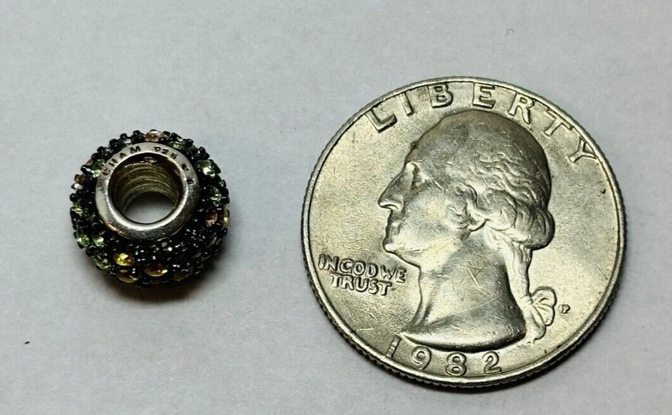 Cuentas de caleidoscopio Chamilia de plata esterlina 925 verde naranja amarillo Foto 3 de 4