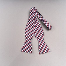 Saddlebred Silk Bow Tie Check Plaid Self Tie Adjustable