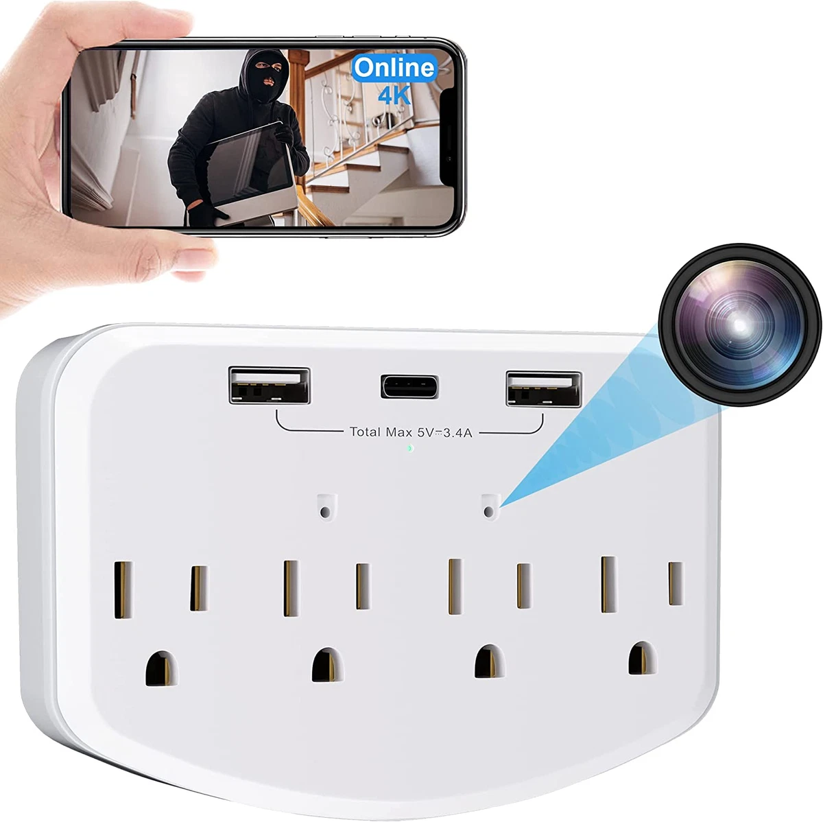 Hidden Camera Wall Charger with Wifi Spy Camera Hidden Cameras Outlet HD  1080 | eBay