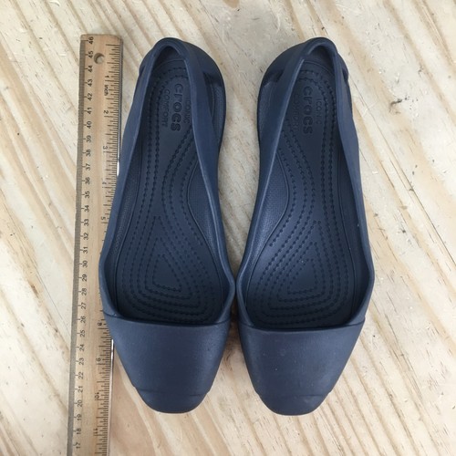Crocs Zapatos Mujer 6 Sienna Ballet Pisos Azul Goma Sin Cordones Cómodos Parte Superior Baja - Imagen 5 de 16