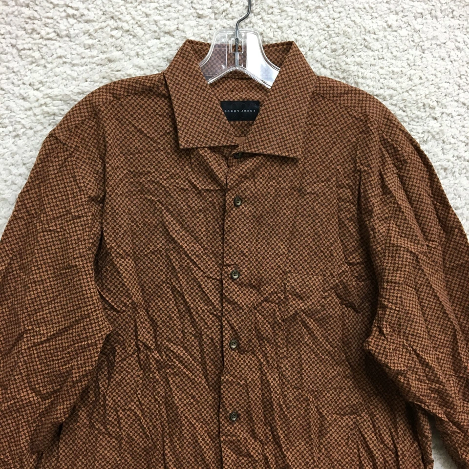 Bobby Jones Button Up Shirt Extra Large Adult Brown Floral Long Sleeve Mens XL - Image 2 of 4