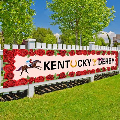 Kentucky Derby Banner Horse Race Party Decorations - Derby Race Run for the R...