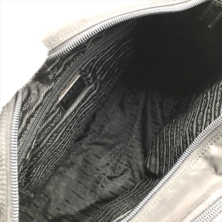 Used Prada Messenger Shoulder Bag Nylon Black Triangle Logo Plate K2449