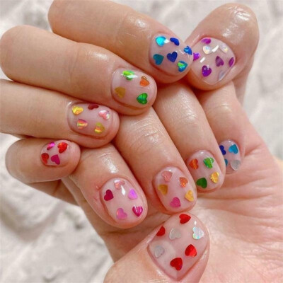 Nagel Herz Pailletten klobig gemischt Glitzer Gesicht Körper Tattoo Festival Kosmetik Kunst