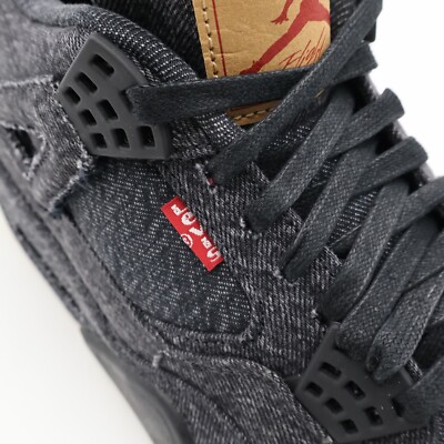AO2571-001 Nike Levi's Air Jordan 4 Black Denim LEVIS Tag (Men's