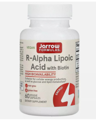 Jarrow Formulas R-Alpha Lipoic Acid with Biotin, 60 Ct
