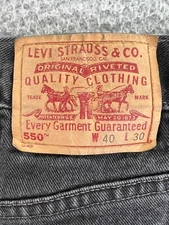 LEVIS 550 Denim Jeans Men 40x30 (37x29 Actual) Relaxed Fit Black Vintage READ