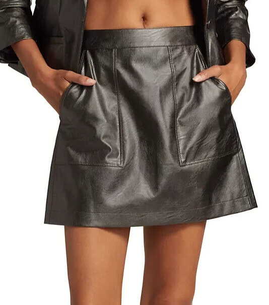 NWT- Cinq à Sept 'Jaycie' Metallic Faux Leather Miniskirt