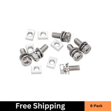 6-Pack Motorcycle Battery Terminal M6 X16Mm Bolt Square Nut Kit, Stainless Steel