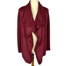 Lucky Brand Maroon Waterfall Wrap Knit Cardigan Sweater Women  s Small