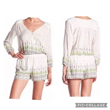 Gypsy 05 Global Village Women’s Bohemian Ethnic Surplice Front Button Romper L