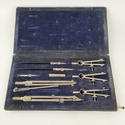 Vintage Gehäuse B.W.C. Zeichenset verschiedene Zirkel etc.