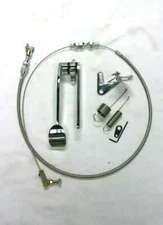 Street Rod Chrome Spoon Gas Pedal + 24" SS Throttle Cable & Bracket Spring Kit