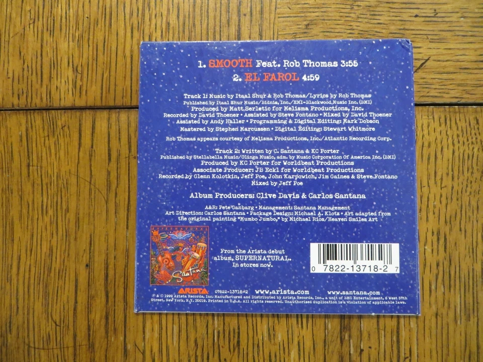 Santana Feat. Rob Thomas – Smooth - 1999 - Arista 07822-13718-2 VG CD SINGLE!!! - Image 2 of 3