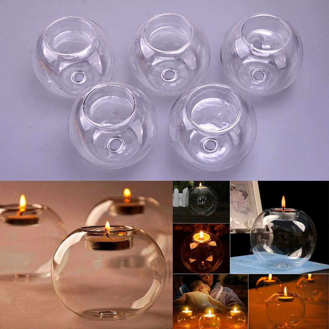 Glass bauble tea light on sale holders