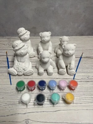 Kit de manualidades Paint Your Own Teddy Bear X6 manualidades pasatiempos pintura y pinceles