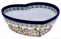Bunzlauer Keramik HerzschüSsel 1.5 Liter B=21.9Cm H=7.7Cm Dekor DU182 Obstschale