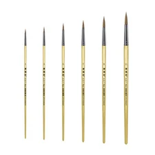 XDT#966 Round Tip Art Brush 6 Pc #1#3#5#7#9#11 Sable Mixed Acrylic Watercolor