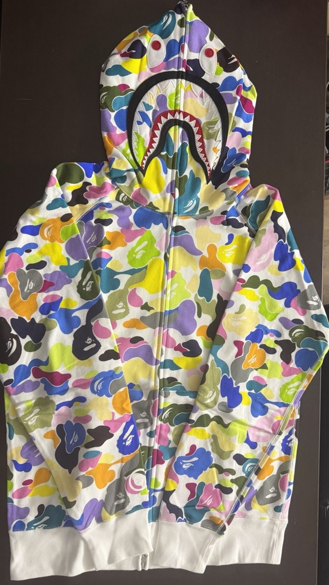 s*e様 BAPE NEW MULTI CAMO SHARK ZIP HOODI A Bathing Ape Bape Multi Camo Shark Full Zip Hoodie Size XL | eBay