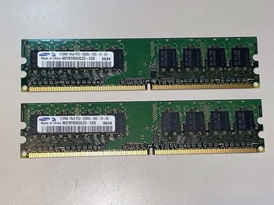 Samsung 512MB 1Rx8 PC2-5300U-555-12-D3 M378T6553CZ3-CE6 MEMORY Set of 2