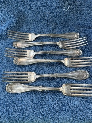 6 Dinner Forks William A. Rogers. Patent Applied For. Silver plate(B1)