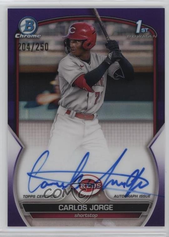 2023 Bowman Chrome Prospect Purple Refractor /250 Carlos Jorge #CPA-CJ Auto wq8
